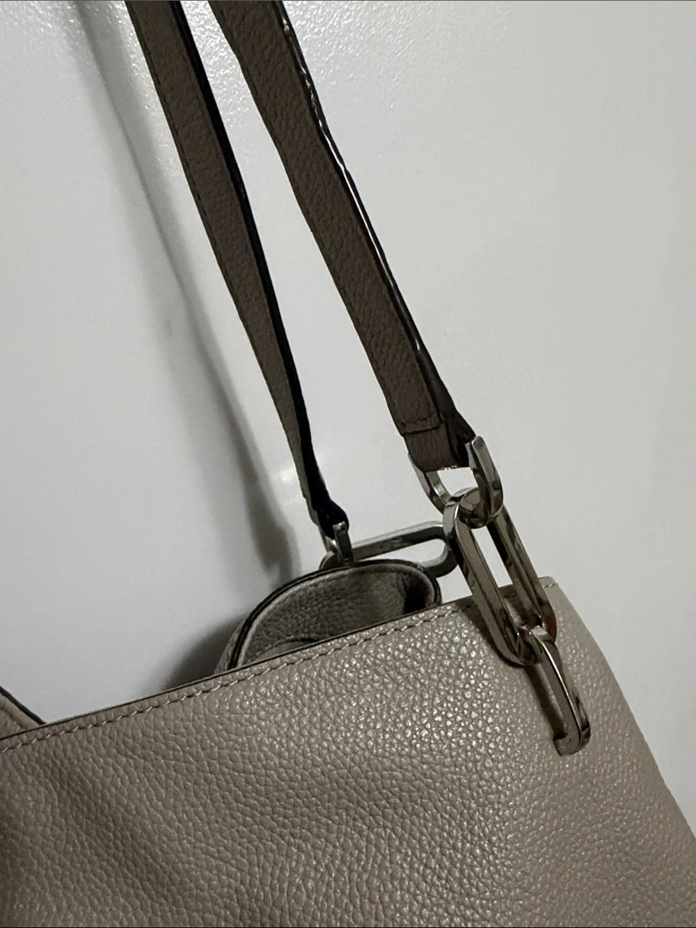 Michael Kors Pebbled Leather Shoulder Hobo in Taupe Gray